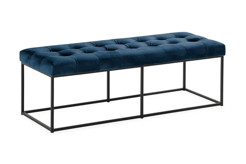 Ella Sittbänk 120cm Rutig - Blå/Sammet — Blå/Sammet
