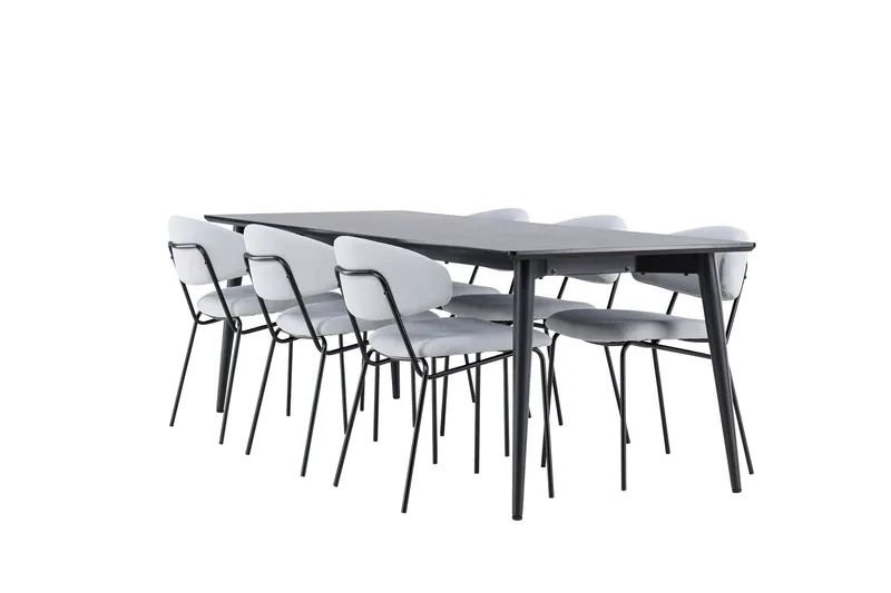 Ellis Matgrupp 230 cm Rektangulär med 6 Chico stolar - Svart/Blå — Venture Home
