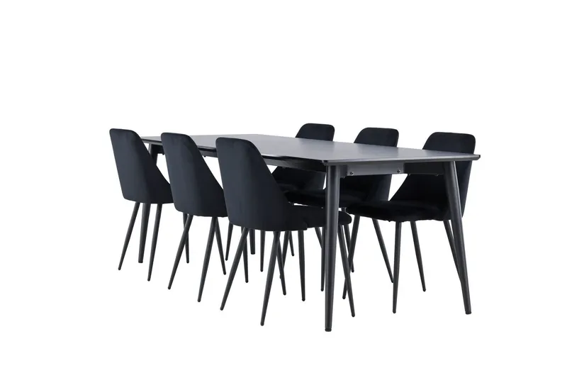 Ellis Matgrupp 230 cm Rektangulär med 6 Night stolar - Svart/Svart — Venture Home