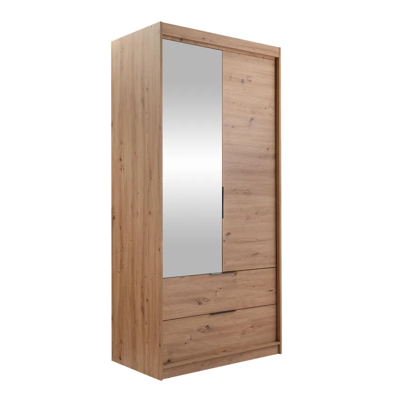 Elvyn Garderob med Spegel 103x213 cm - Brun — Brun
