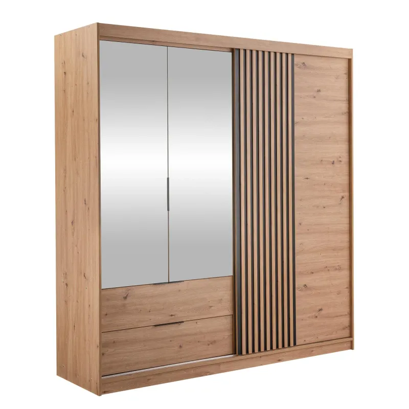 Elvyn Garderob med Spegel 203x213 cm - Brun — Brun