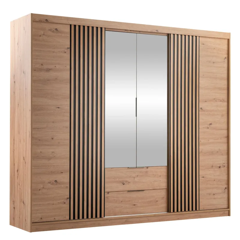 Elvyn Garderob med Spegel 250x213 cm - Brun — Brun