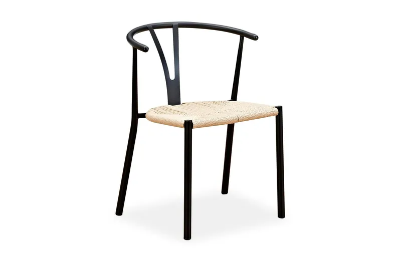 Elysia Matstol med Armstöd - Svart / Natur — Basic Home