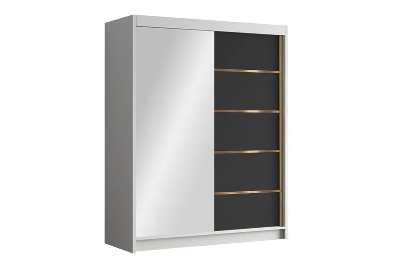 Emet Garderob med Spegel 150x200 cm - Svart/Vit — Svart/Vit