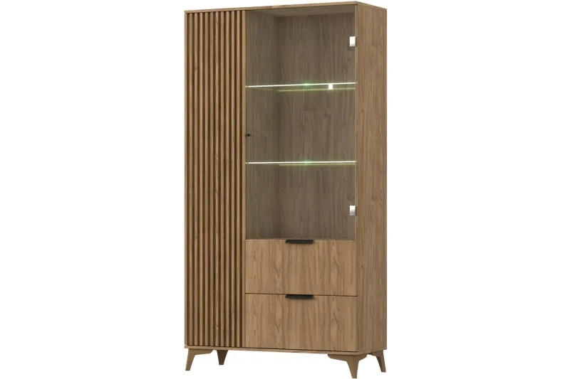 Entsian Vitrinskåp 60 cm djup 100 cm bred 192 cm hög Trä Glas - Brun — Brun