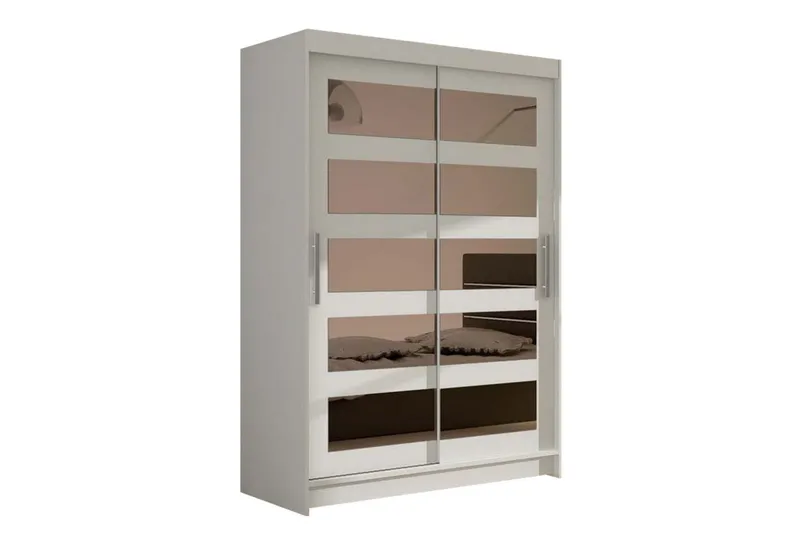 Estella Garderob 120 cm Skjutdörrar 5-Delad Spegel - Vit — Vit