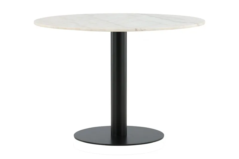 Estelle Matbord 106 cm Runt Marmor - Vit/Svart — Venture Home