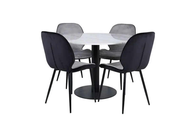 Estelle Matgrupp 106 cm Rund med 4 Emma stolar - Svart — Venture Home