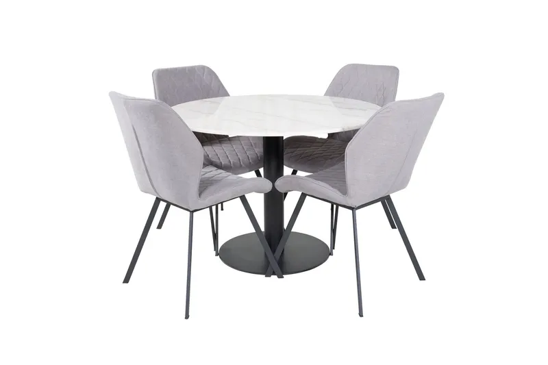 Estelle Matgrupp 106 cm Rund med 4 Gemma stolar - Svart — Venture Home