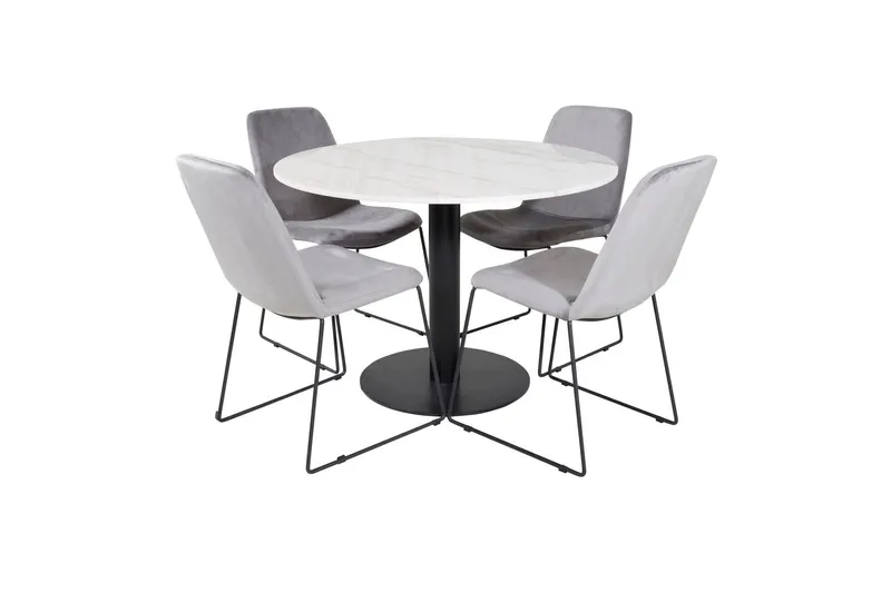 Estelle Matgrupp 106 cm Rund med 4 Muce stolar - Svart — Venture Home