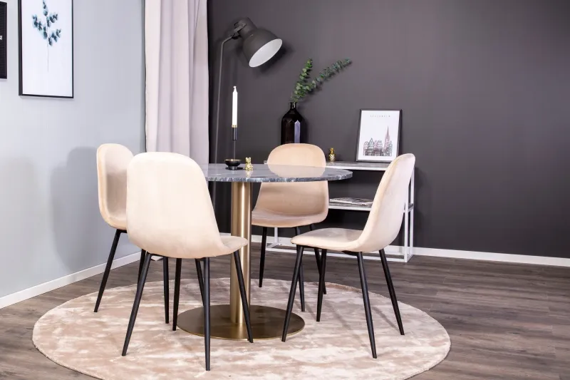 Estelle Matgrupp 106 cm Rund med 4 Polar stolar - Beige — Venture Home