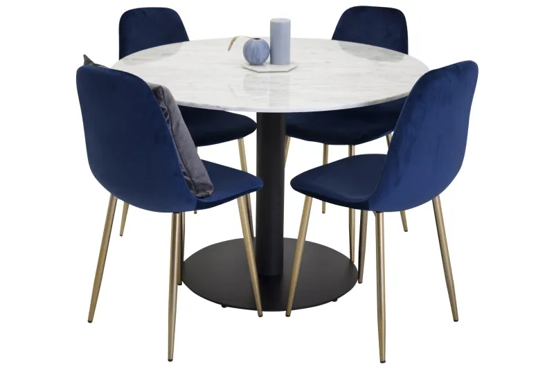 Estelle Matgrupp 106 cm Rund med 4 Polar stolar - Svart (Art.nr 3058891) — Venture Home