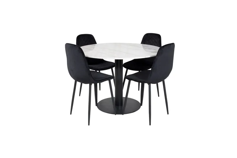 Estelle Matgrupp 106 cm Rund med 4 Polar stolar - Svart (Art.nr 3059060) — Venture Home