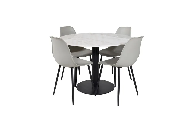 Estelle Matgrupp 106 cm Rund med 4 Polar stolar - Svart (Art.nr 3059194) — Venture Home