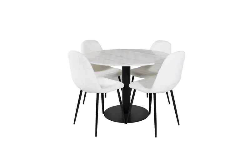 Estelle Matgrupp 106 cm Rund med 4 Polar stolar - Svart (Art.nr 3059203) — Venture Home