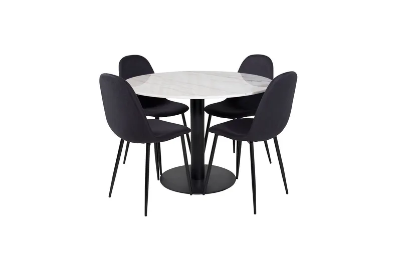 Estelle Matgrupp 106 cm Rund med 4 Polar stolar - Svart (Art.nr 3059208) — Venture Home