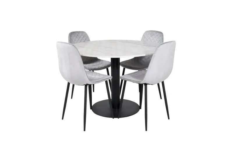 Estelle Matgrupp 106 cm Rund med 4 Polar stolar - Svart (Art.nr 3058710) — Venture Home