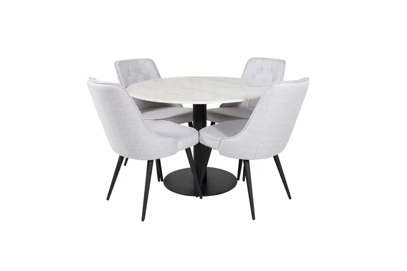 Estelle Matgrupp 106 cm Rund med 4 Velvet Deluxe stolar - Svart — Venture Home