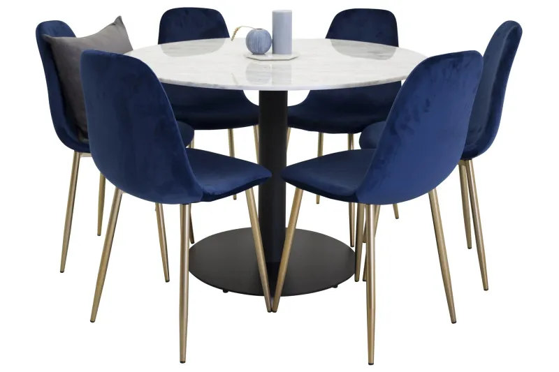Estelle Matgrupp 106 cm Rund med 6 Polar stolar - Svart (Art.nr 3059921) — Venture Home