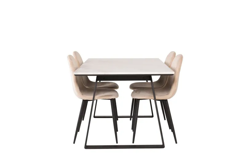 Estelle Matgrupp 140 cm Rektangulär med 4 Polar stolar - Beige — Venture Home