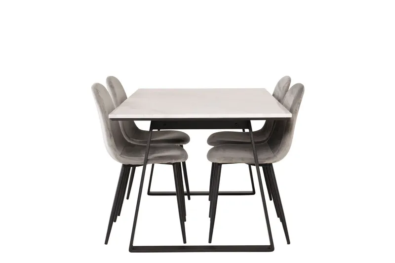 Estelle Matgrupp 140 cm Rektangulär med 4 Polar stolar - Svart (Art.nr 3058902) — Venture Home