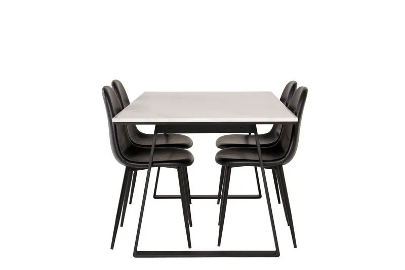Estelle Matgrupp 140 cm Rektangulär med 4 Polar stolar - Svart (Art.nr 3058966) — Venture Home