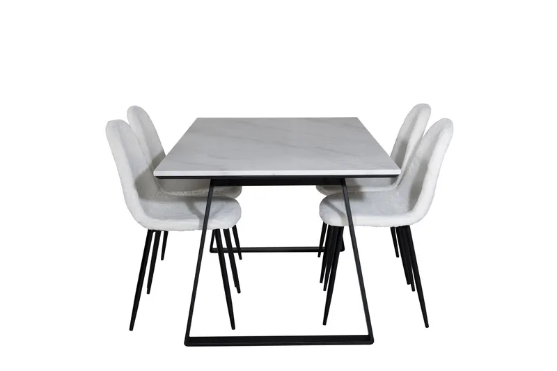 Estelle Matgrupp 140 cm Rektangulär med 4 Polar stolar - Svart (Art.nr 3058976) — Venture Home