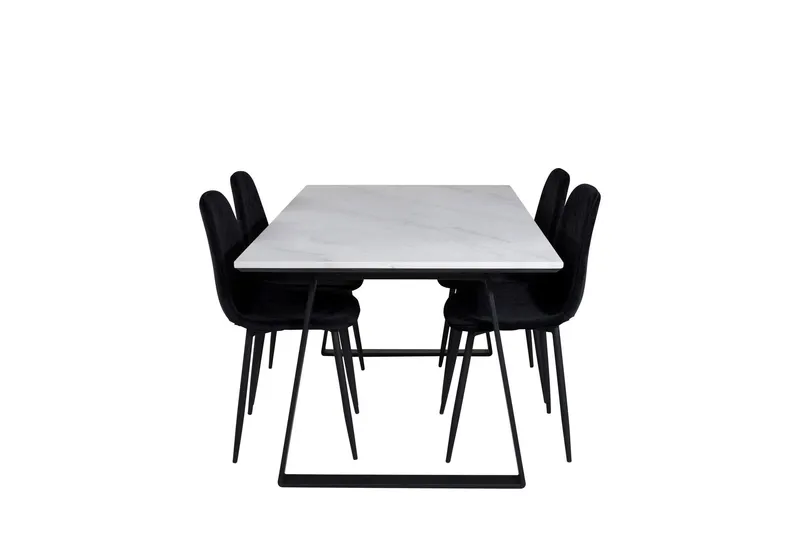 Estelle Matgrupp 140 cm Rektangulär med 4 Polar stolar - Svart (Art.nr 3058977) — Venture Home