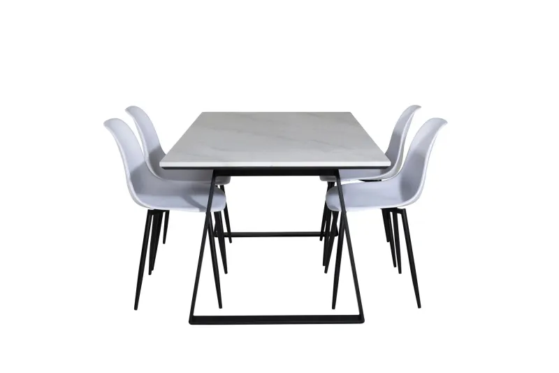 Estelle Matgrupp 140 cm Rektangulär med 4 Polar stolar - Svart (Art.nr 3058728) — Venture Home