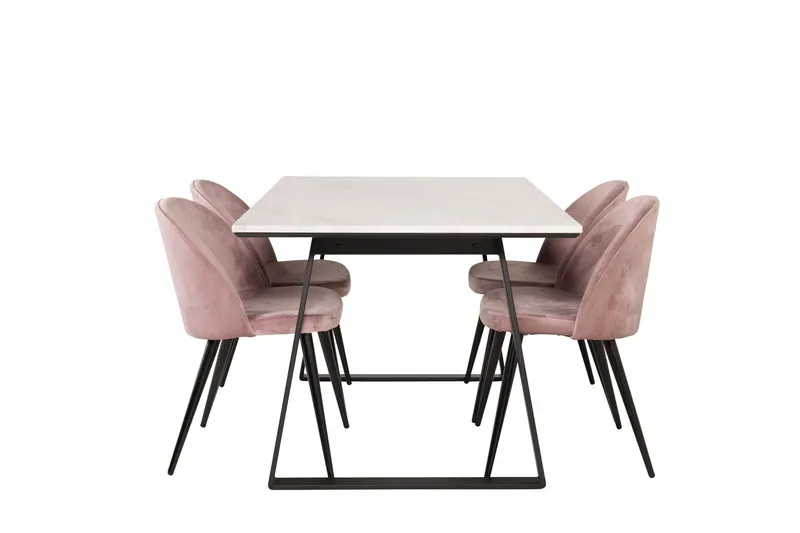Estelle Matgrupp 140 cm Rektangulär med 4 Velvet stolar - Svart (Art.nr 3058659) — Venture Home