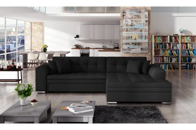 Falseti Bäddsoffa med Divan - Svart — Svart