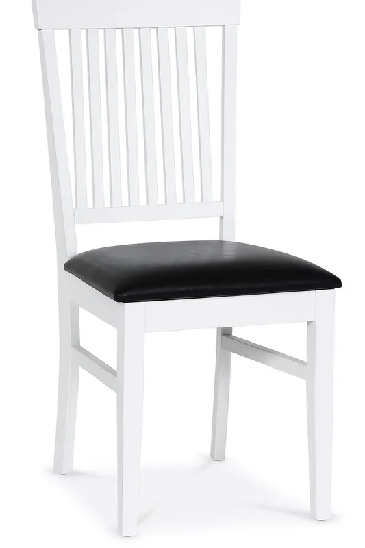 Fårö matstol | Vitlackad trästomme med svart PU-sits | Klassisk och hållbar design — outl1.se