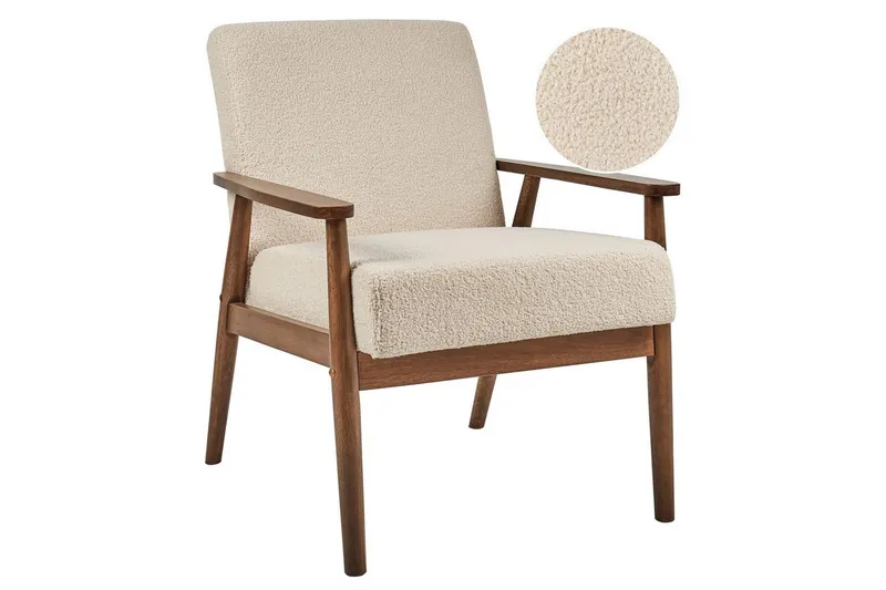 Fåtölj Esrum Beige/mörkt trä, Bouclé - Beige/mörkt trä, Bouclé — Beige/mörkt trä, Bouclé