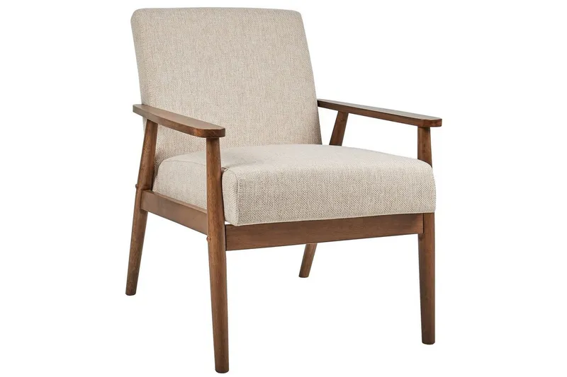 Fåtölj Esrum Beige/mörkt trä, Polyester - Beige/mörkt trä, Polyester — Beige/mörkt trä, Polyester