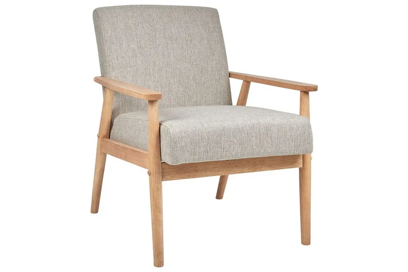 Fåtölj Esrum Grå/ljust trä, Polyester - Grå/ljust trä, Polyester — Grå/ljust trä, Polyester