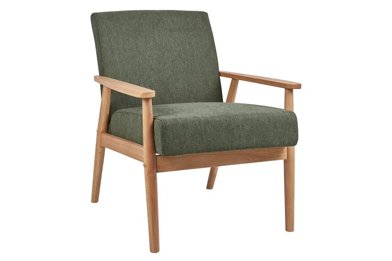 Fåtölj Esrum Grönt/ljust trä, Polyester - Grönt/ljust trä, Polyester — Grönt/ljust trä, Polyester