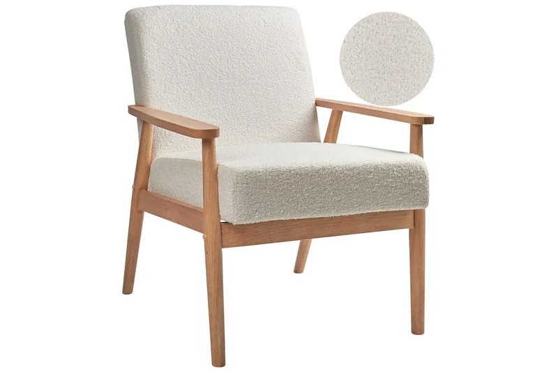 Fåtölj Esrum Vit/ljust trä, Bouclé - Vit/ljust trä, Bouclé — Vit/ljust trä, Bouclé
