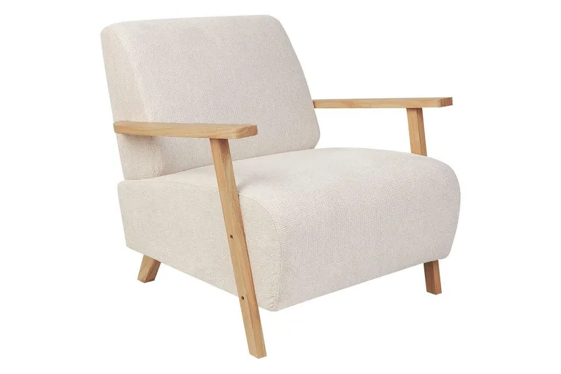 Fåtölj Lesja - Ljusbeige, ljust trä/Polyester — Ljusbeige, ljust trä/Polyester