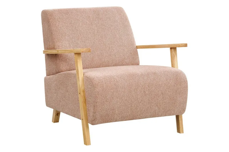 Fåtölj Lesja - Rosa, ljust trä/Polyester — Rosa, ljust trä/Polyester