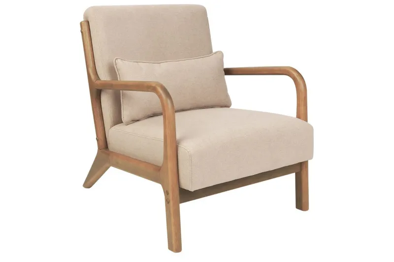 Fåtölj Skovde - Beige, ljust trä — Beige, ljust trä