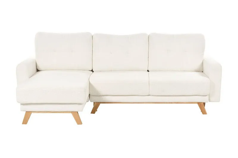 Faustin Hörnbäddsoffa 3-sits - Vit/Ljust trä — Vit/Ljust trä