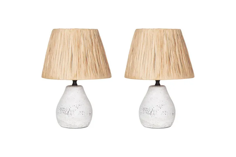 Favignito Bordslampa 2 st 31 cm E27 - Vit/Natur — Vit/Natur