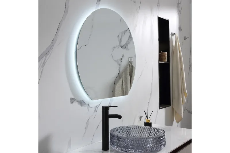 Felicia Spegel med LED-belysning Rund 100 cm Silver