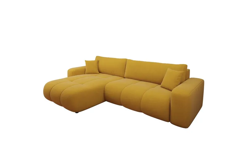 Flo Bäddsoffa med Divan 3-sits i Plysch - Gul — Gul