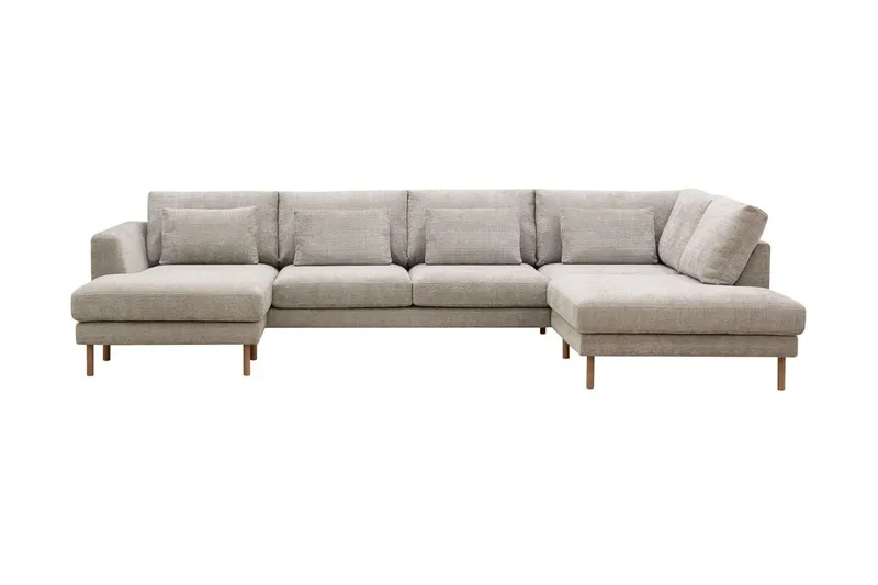 Florenz 4-sits Högervänd U-formad Soffa med Divan och Schäslong i Chenille - Grå / Beige (Art.nr 3062127) — Scandi Days