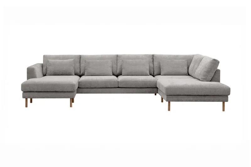 Florenz 4-sits Högervänd U-formad Soffa med Divan och Schäslong i Chenille - Ljusgrå — Ljusgrå