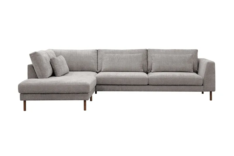 Florenz 4-sits Vänstervänd L-formad Schäslongsoffa i Chenille - Ljusgrå (Art.nr 3062204) — Ljusgrå