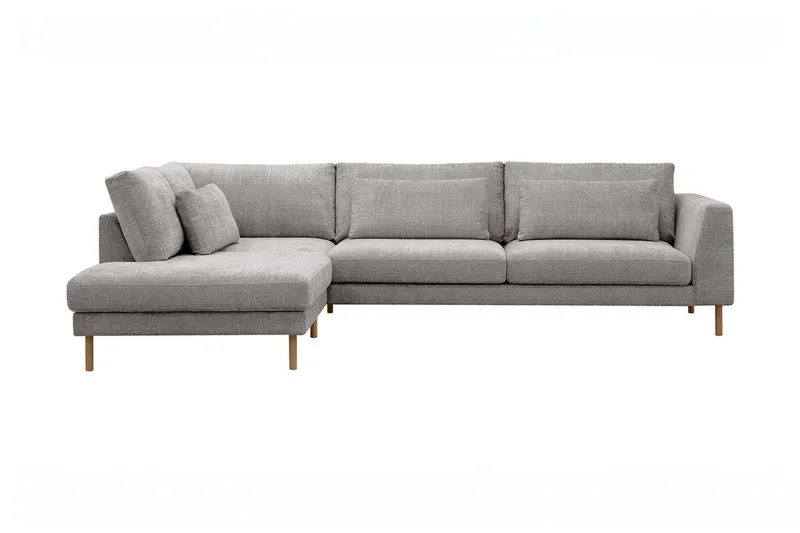 Florenz 4-sits Vänstervänd L-formad Schäslongsoffa i Chenille - Ljusgrå (Art.nr 3062101) — Ljusgrå