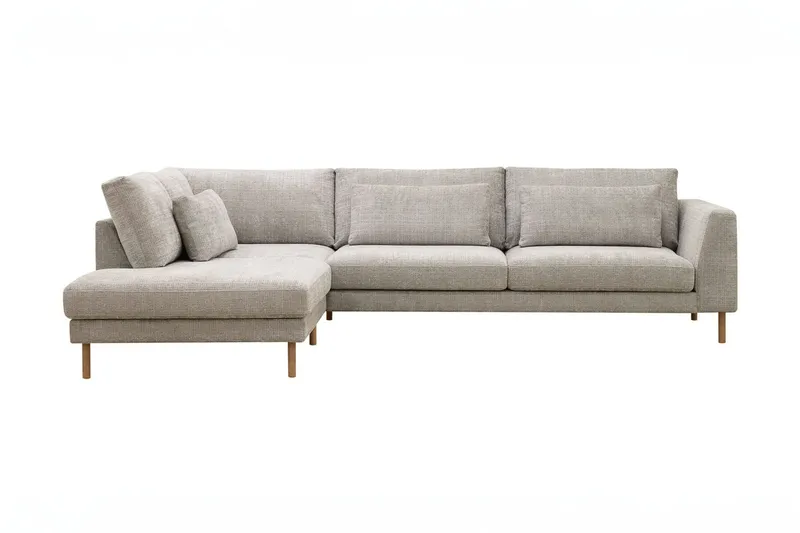 Florenz 4-sits Vänstervänd L-formad Schäslongsoffa i Tyg - Grå / Beige (Art.nr 3062084) — Grå / Beige