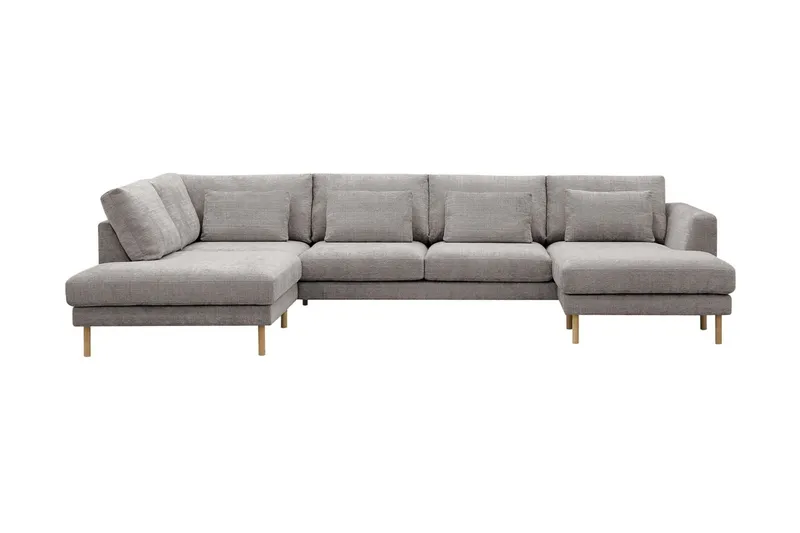 Florenz 4-sits Vänstervänd U-formad Soffa med Divan och Schäslong i Chenille - Ljusgrå (Art.nr 3062136) — Ljusgrå